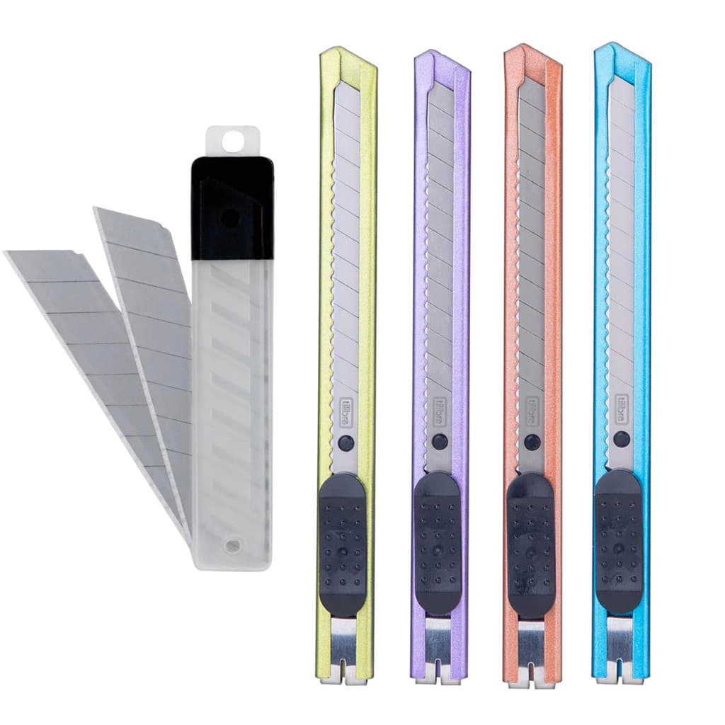 Kit Estilete Estreito de Metal C/ Trava ES05 TILIBRA - C/ 12 Laminas