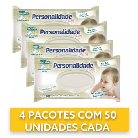 Kit 4 Toalha Umedecida Baby Com 50 unidades - Personalidade