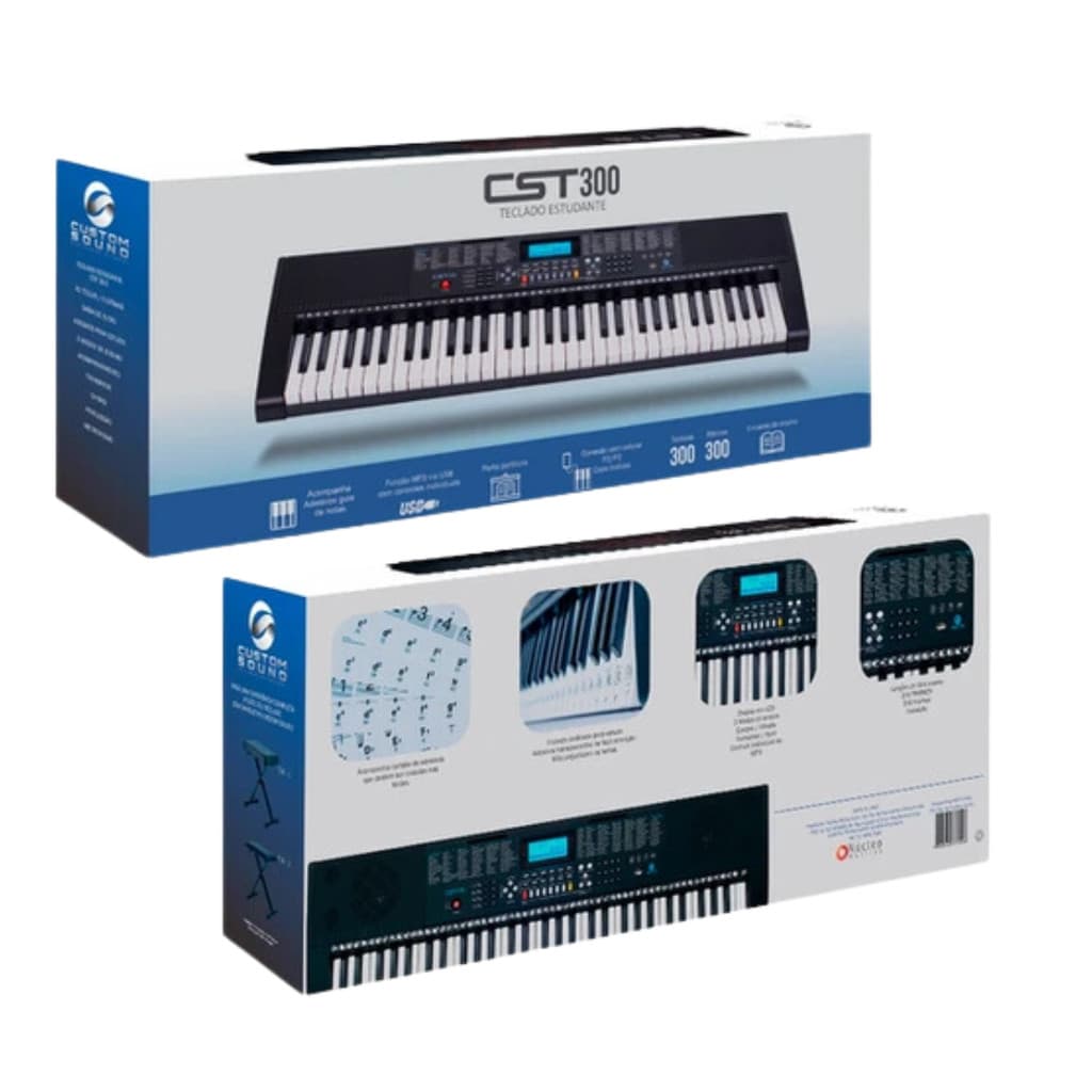 Teclado Musical 61 Teclas Sensitivo CST300 BK Custom Sound