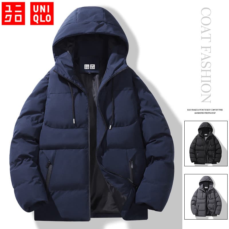 UNIQLO Jaqueta De Esqui Homens/Fêmeas Frio E Quente Capuz Sólido De Inverno À Prova De Vento