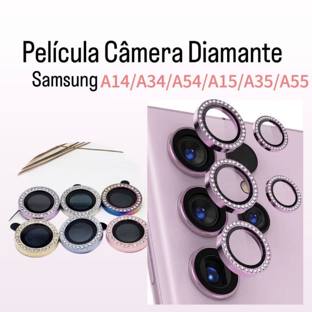 Kit(3PÇS)Película De Câmera STRASS Diamante Para Samsung A14 A24 A34 A54 A15 A35 A55