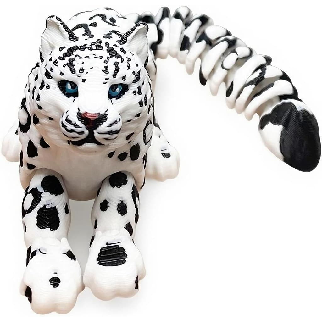 Animais Impressos Em 3D – 3D Articulados Flexíveis De Leopardo Da Neve De 8 Polegadas Para Alívio Do Estresse E Decoraçã