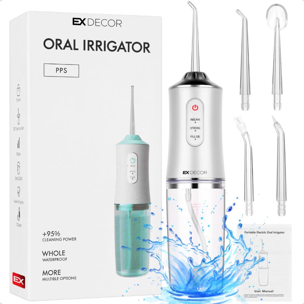 2 Irrigador Oral Elétrico Jato D'água Para Limpeza De Próteses Dentes E Gengivas 110/220v EX Decor