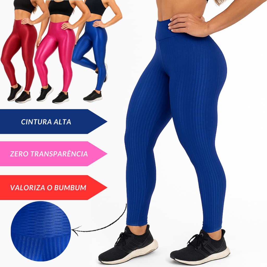 Calça Legging Feminina 3D Cintura Alta Poliamida S/ Transparência Estilosa Confortável Dia a DIa