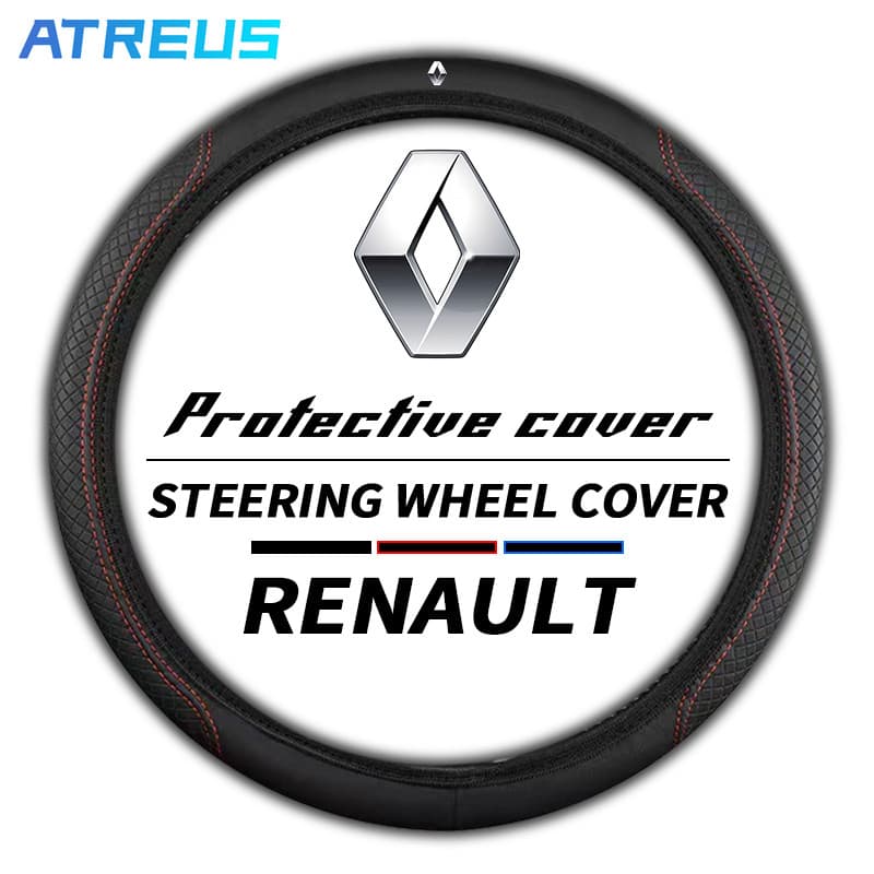 Para Renault Couro Capa Protetora Do Volante Carro Anti-Derrapante Absorção De Suor Capa Do Volante Automotivo