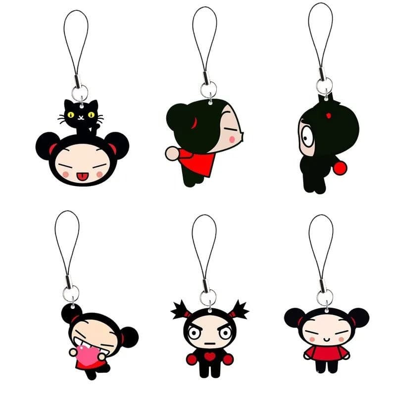 Corrente de Telefone Celular China Doll Pucca Chaveiro Presente Charms de Telefone Pucca Pingente Engraçado Pequeno Ping