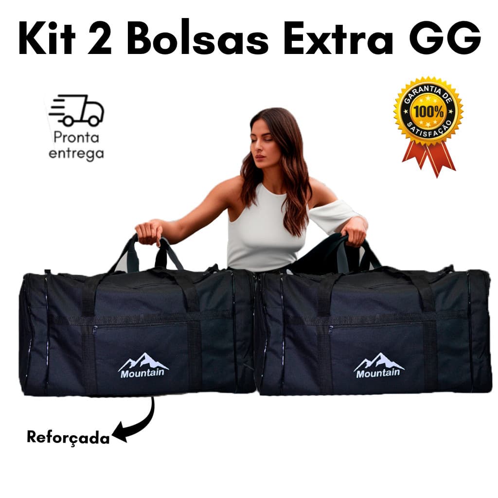Kit 2 Bolsas De Viagem para Casal Resistente Dobrável Mala Praia Sacola De Viagem Media GG Grande