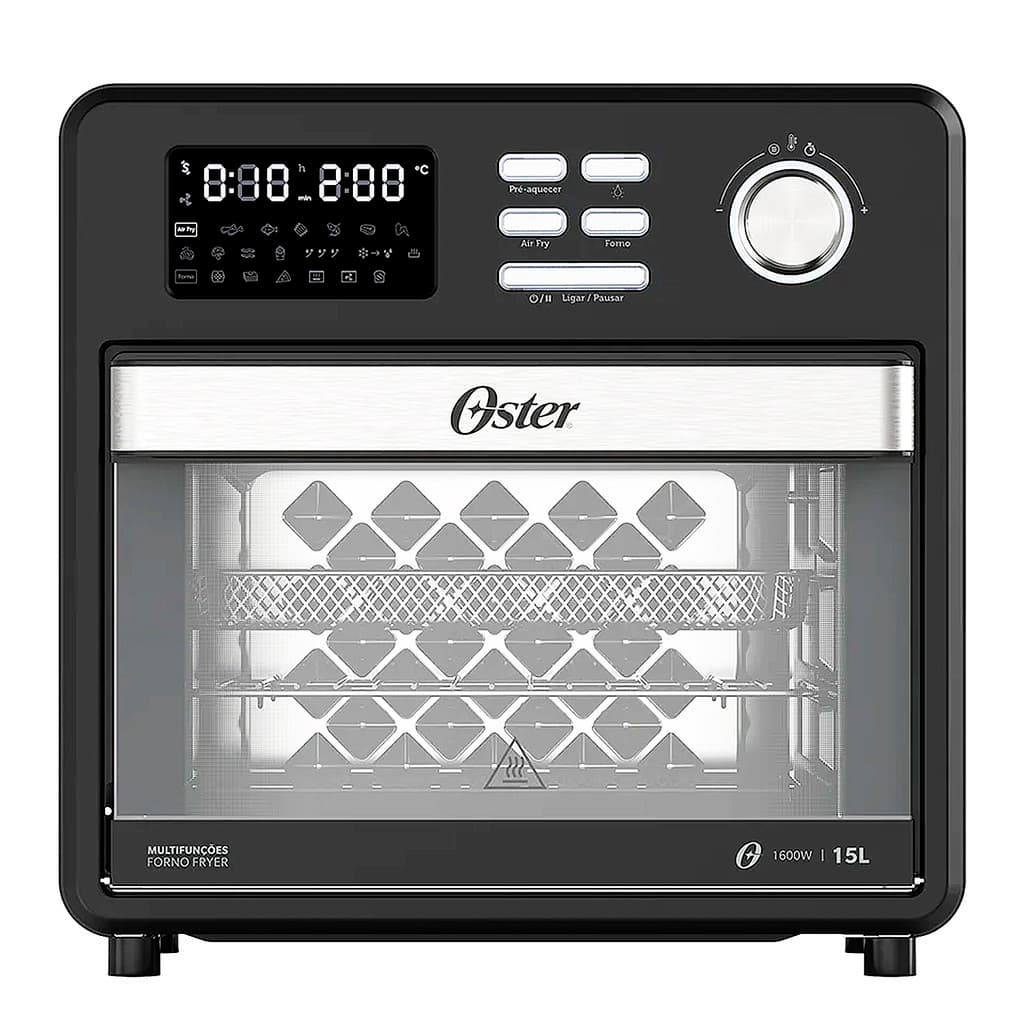 Forno e Fryer Elétrico Multifunções Oster 10 Em 1 Painel Digital 15L OFOR160 Preto 127V 220V