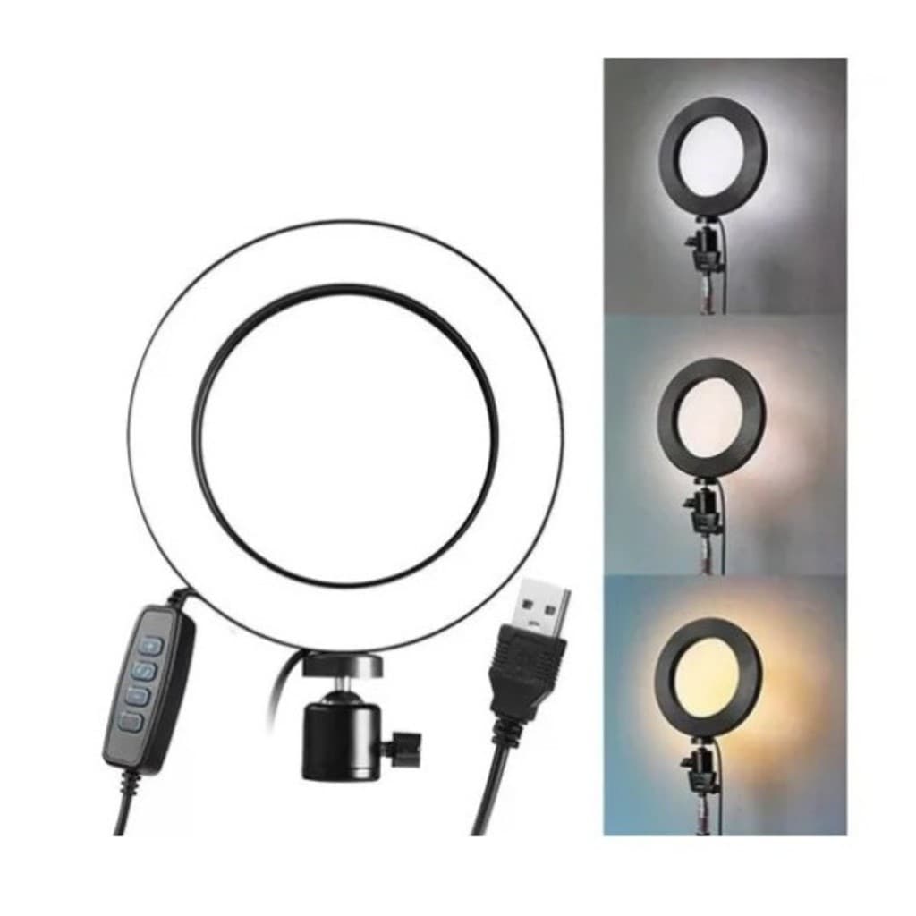 Ring Light de Mesa Blogueira Portátil Luminária De Led 6 Polegadas + Tripé De 16 Cm Right SU