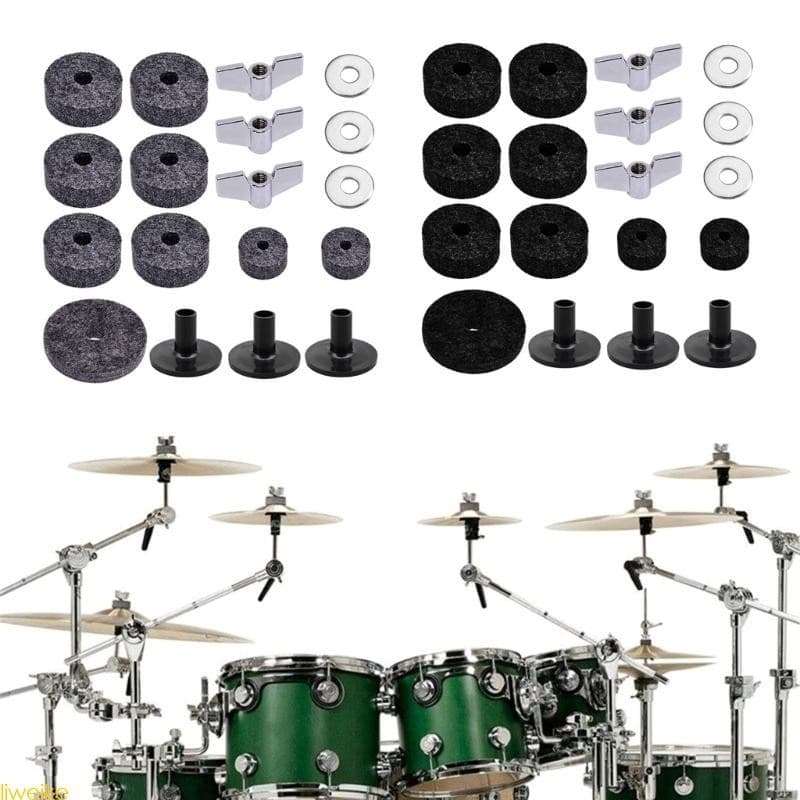 liweike Conjunto 18 Peças Prático Bateria Feltros Prato + Mangas + Porcas Asa + Arruelas