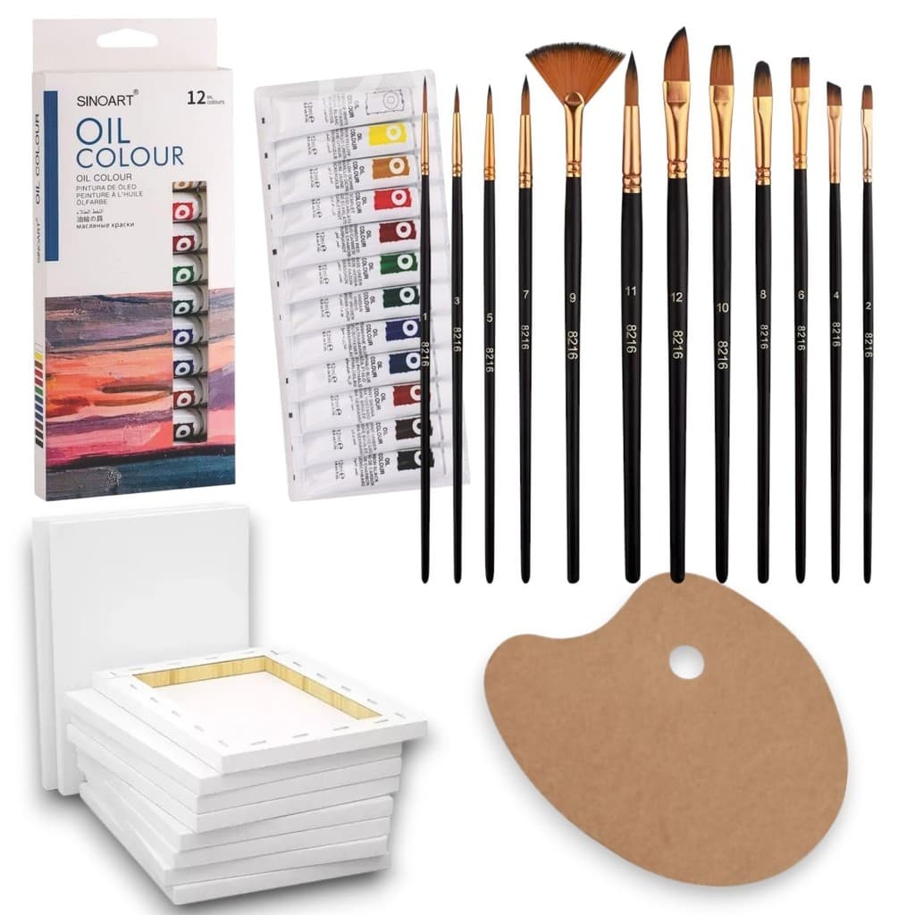 Kit Tinta pintura artisitca a Óleo Sinoart Pinceis e Tela