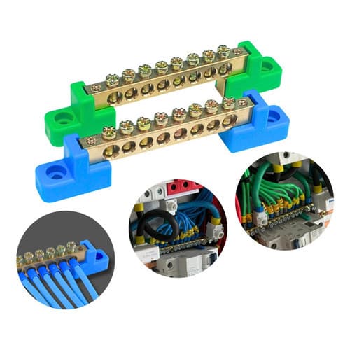 Kit Barramento 1 Neutro E 1 Terra 8 Furos C/ Fix. Parafuso