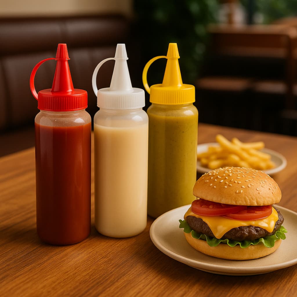 12 Bisnagas de Molho 200ml Ketchup Maionese Mostarda Refil Squeeze Dosador Plástico para Cozinha e Lanches