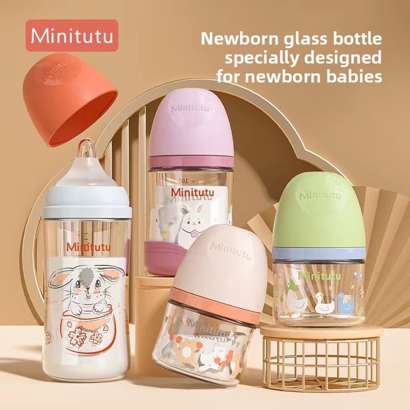 Garrafa De Vidro Borossilicato Para Recém-Nascidos/Infantil 0 A 24 Meses/Vem Com Capa De silicone anti-Queda Grande Cali
