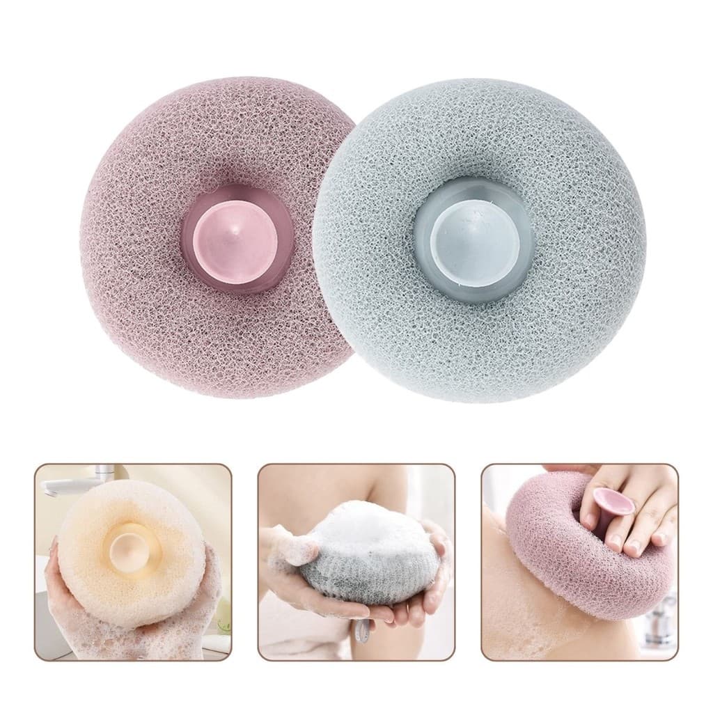 2 Esponja De Banho Suave Macia Relaxante Massagem Esfoliante Com Ventosa