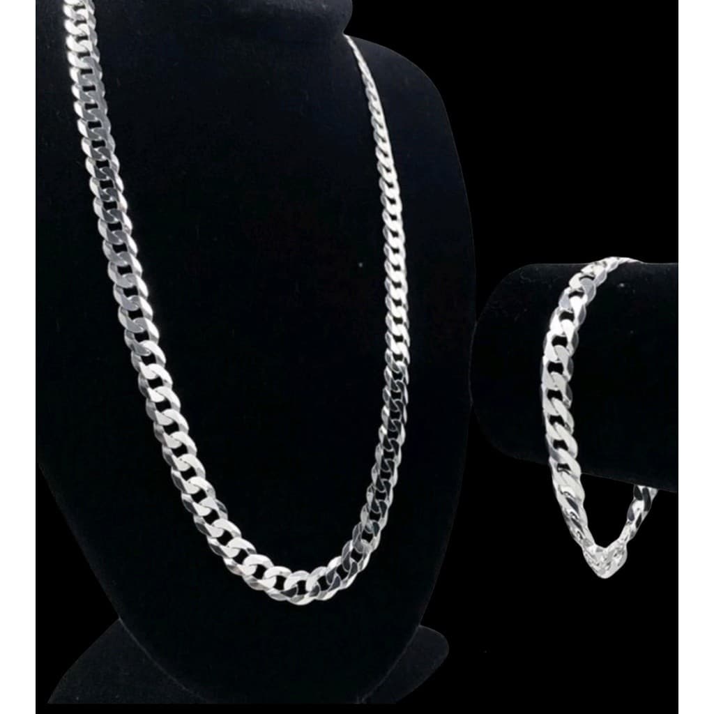 Kit Corrente + Pulseira Grossa Banhada a prata 925