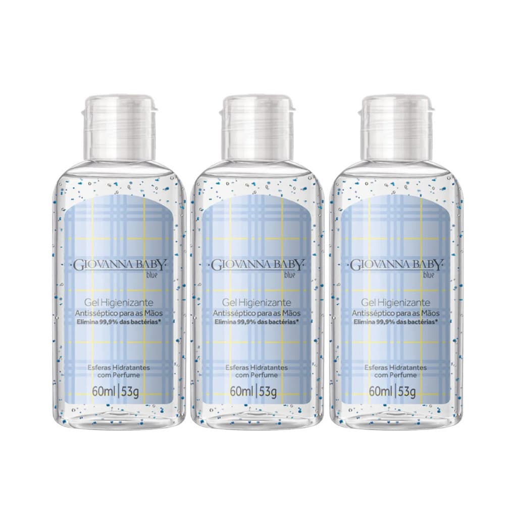 Kit 3 Álcool em Gel Higienizante Giovanna Baby Blue 60ml
