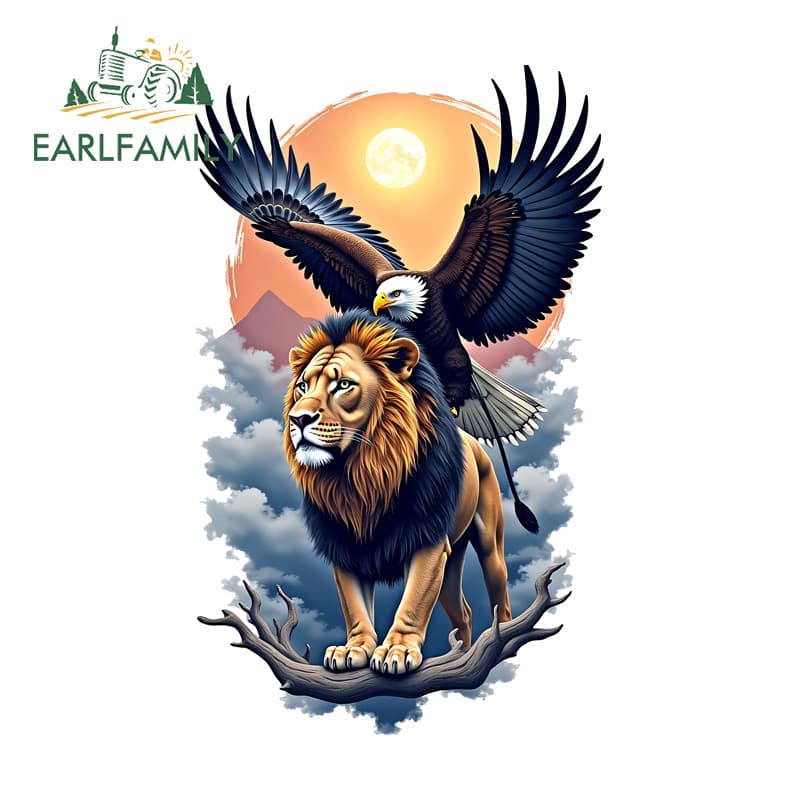 EARLFAMILY Águia Leão Japonês Colorido Adesivos De Carro Capacete Da Motocicleta Skate Portátil À Prova Dwaterproof Água