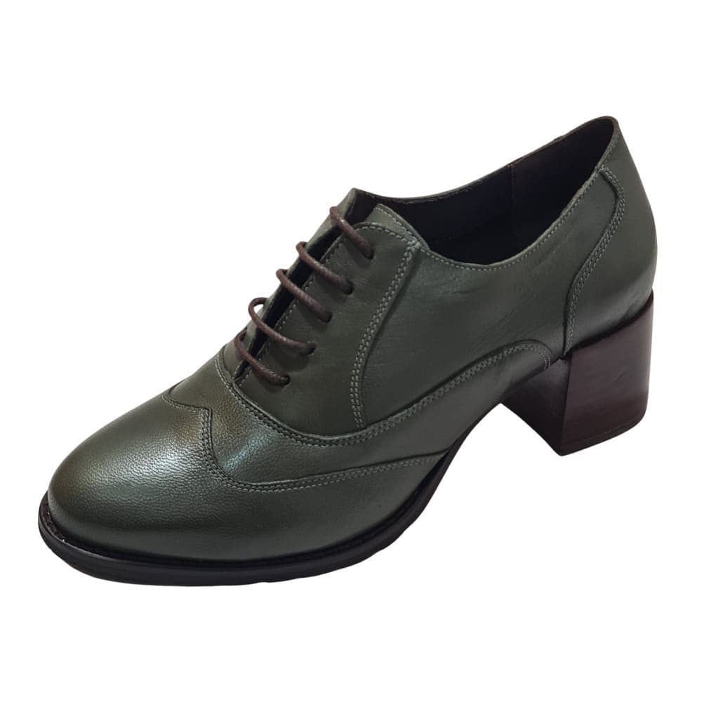 Oxford Clássico Couro de Carneiro Verde Militar