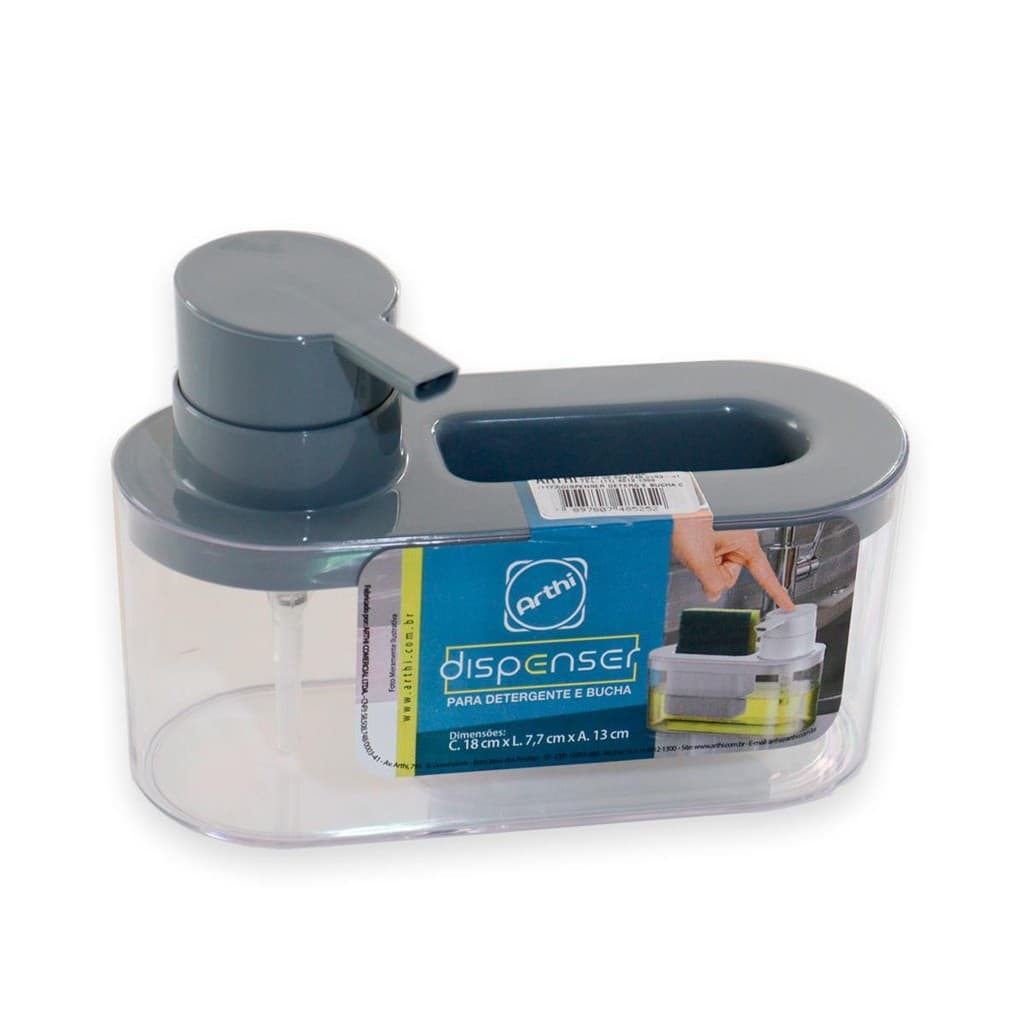 Dispenser de Detergente Com Porta Bucha para Pia de Cozinha - Arthi