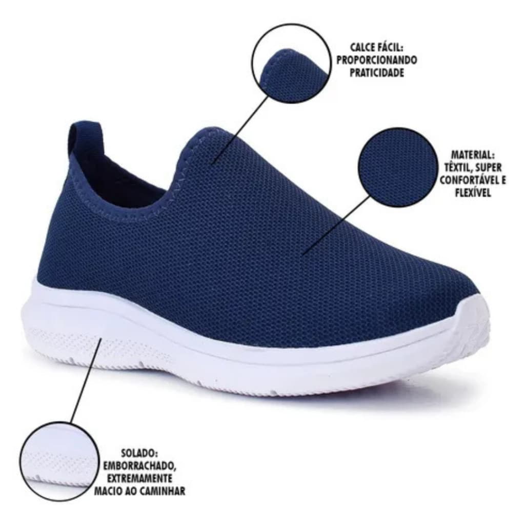 Tênis Meia Calce Facil Malha Respiravel Caminhada Academia Ortopédico Confortável e Macio 34 - 39 Promoção
