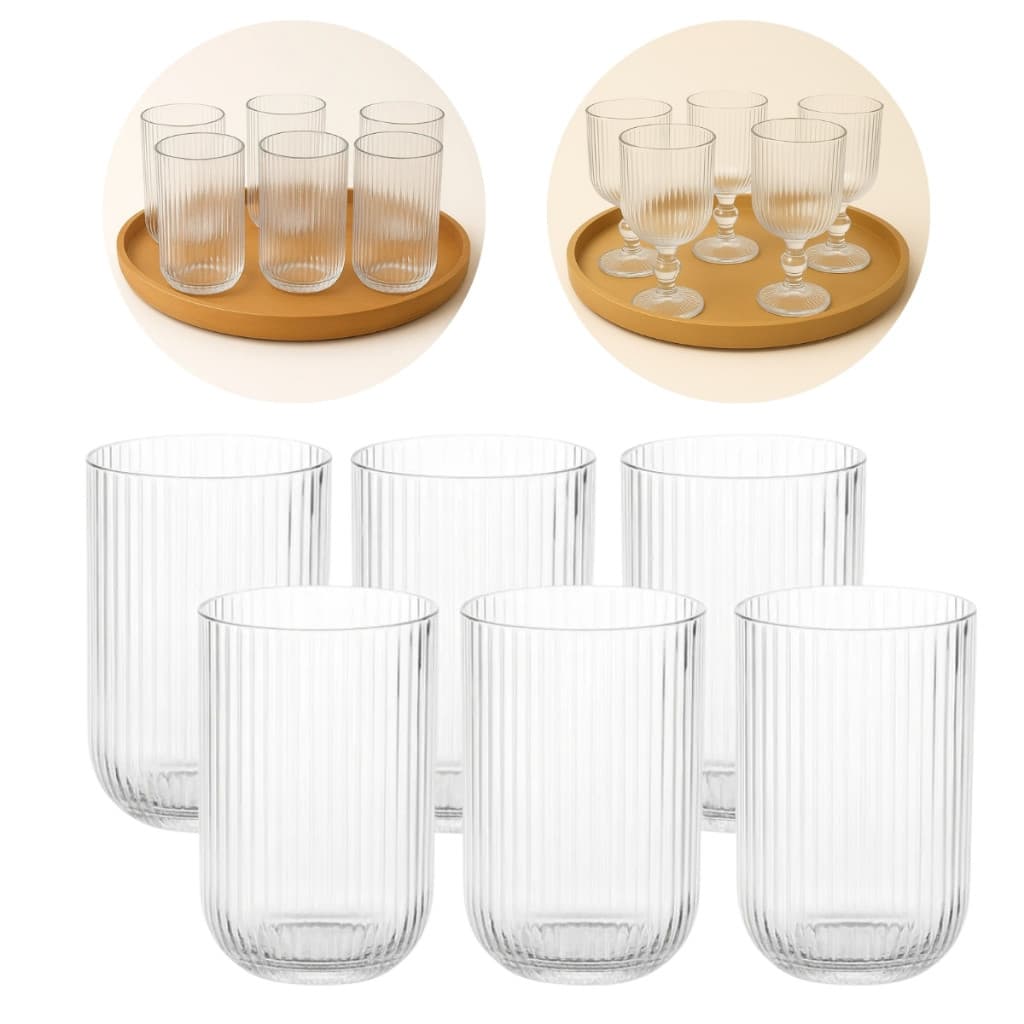 Jogo de Copos De Vidro Canelado Cameratta Agua Suco 420ml