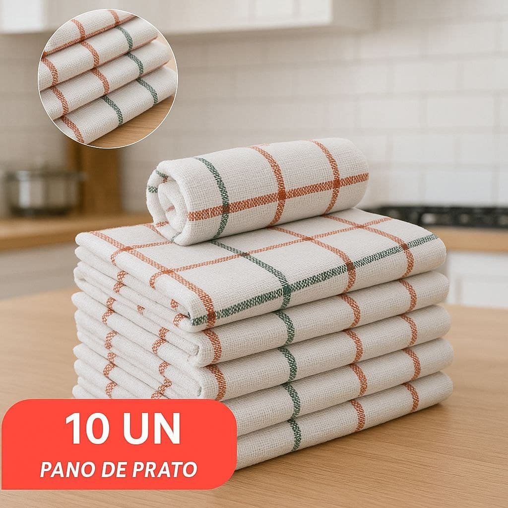 Kit Panos de Copa Pano de Prato Xadrez Para Cozinha - 41x65cm Gigantes