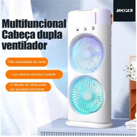 Portátil Climatizador Camada Ventilador Dupla Umidificador Hélice Giratório+rgb Ar C/ Reservatório kicool