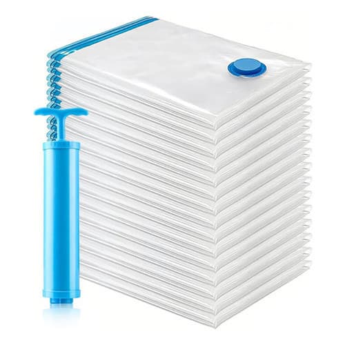 Kit 10 Saco A Vácuo + Bomba Organização Para Roupas Viagem 50 x 60cm