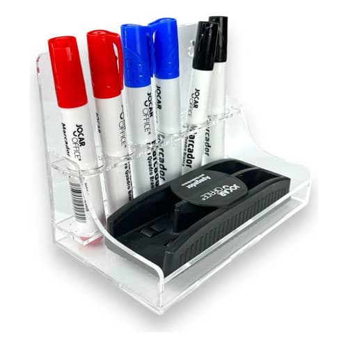 Suporte Acrílico Para Apagador E P/ 6 Canetas Quadro Branco