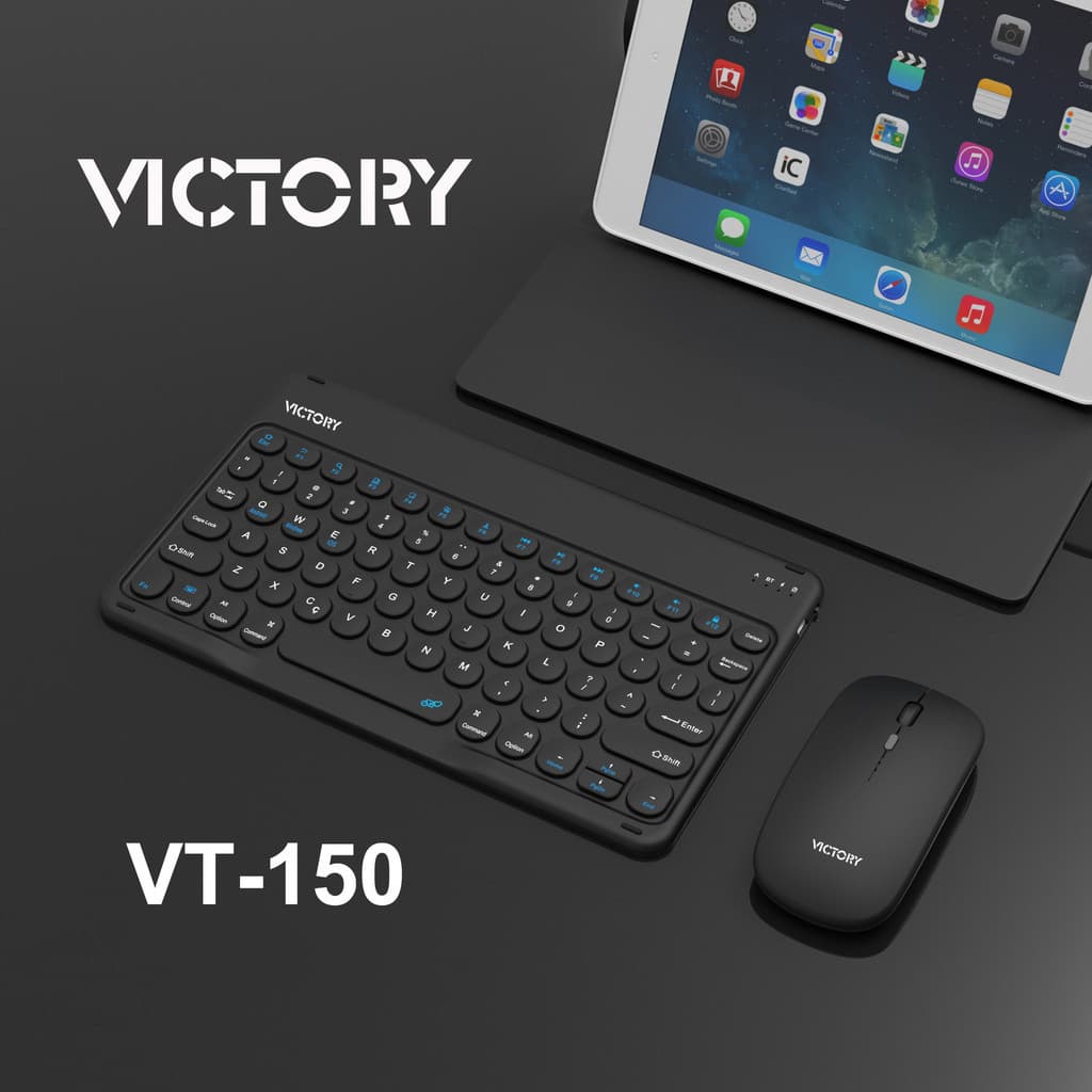 Kit Teclado E Mouse Bluetooth VT-150 Ultrafino Design Elegante Compacto Compatível Celular Tablet Pc Notebook