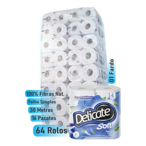 Papel Higiênico Delicate 4 Rolos Folha Simp Fardo Com 16 Un
