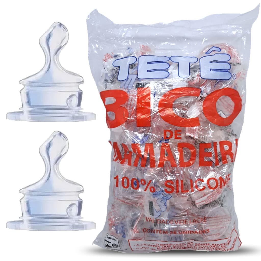 Bico de Mamadeira Ortodontico 100% Silicone Pacote com 25 Unidades Orto Pepeta (Tetê)