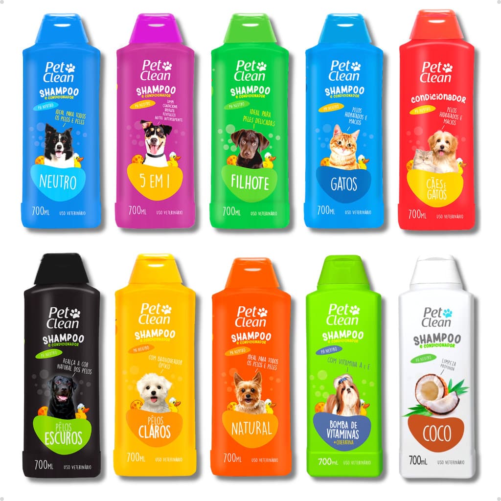 Shampoo e Condicionador Pet Shop para Cachorro e Gato Pet Clean - 700 ml