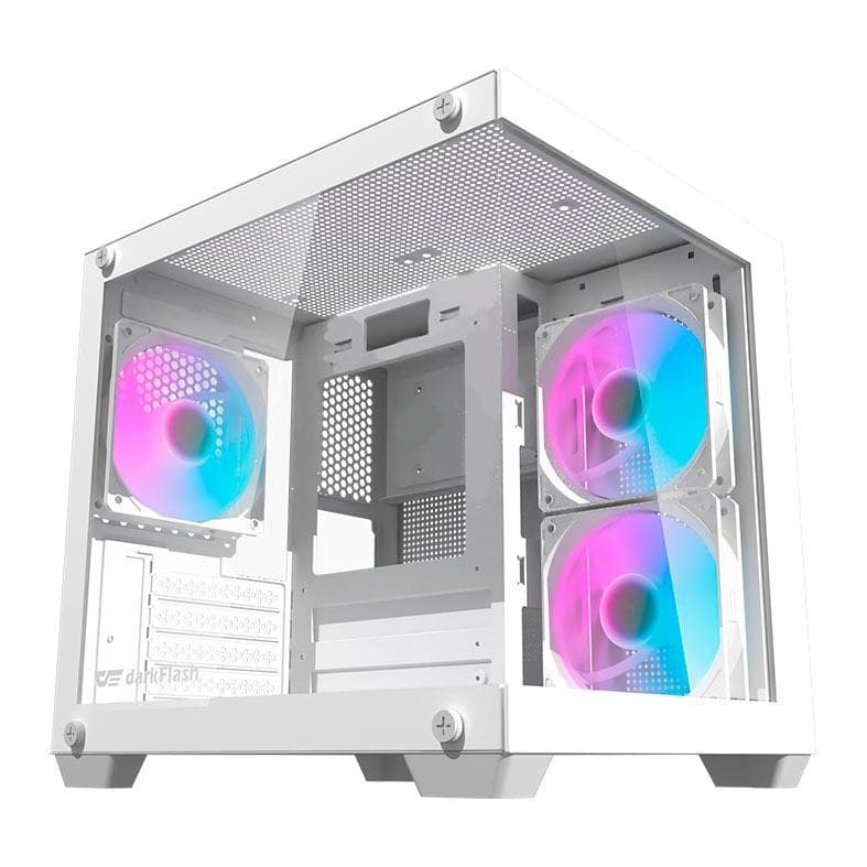 Gabinete Aigo Darkflash Korgan K275M, Rainbow, Mid-Tower, Lateral de Vidro, Com 3 Fans, Branco, KORGAN-K275M-WH