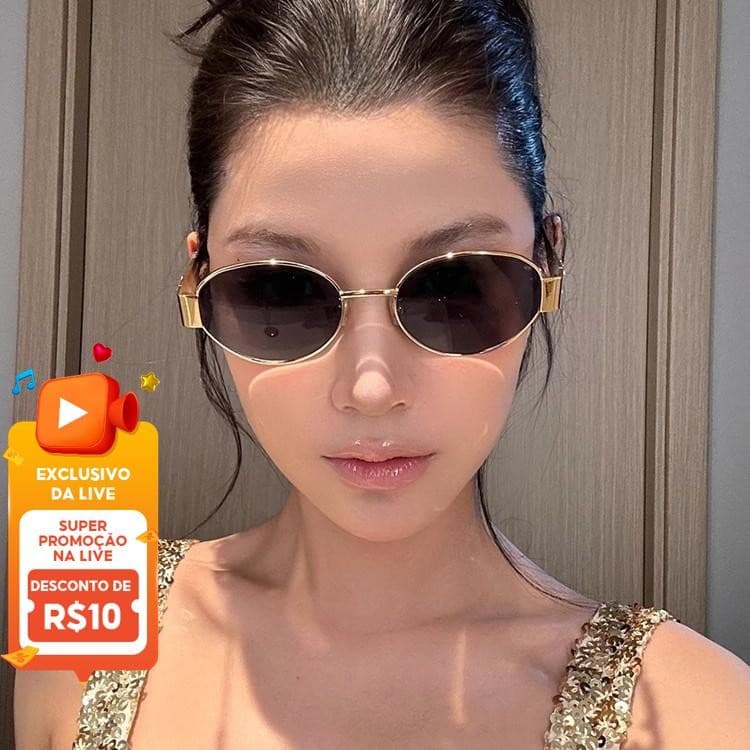 Óculos De Sol Ovais Vintage Pequena Armação De Metal Proteção UV400 Moda Unissex