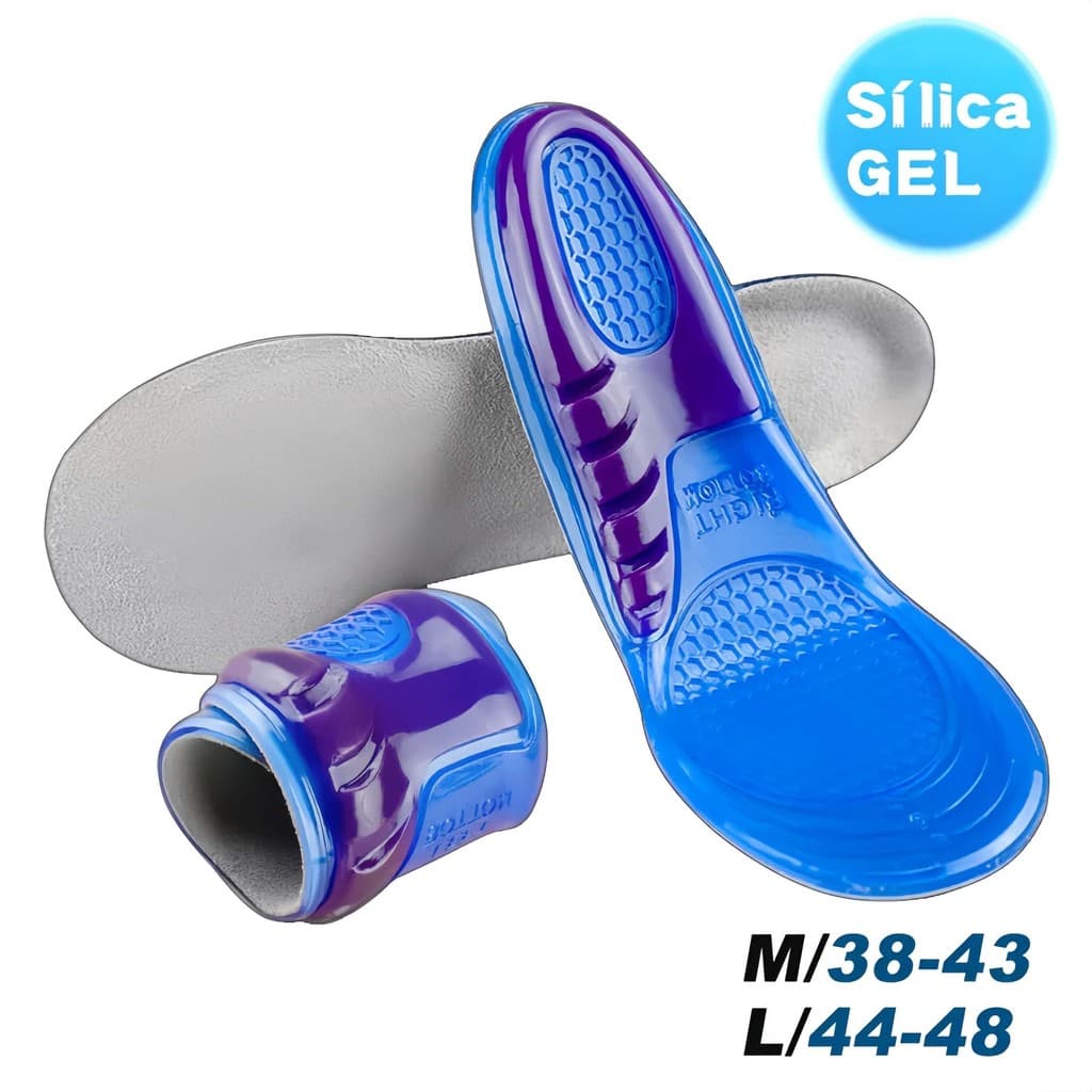 Palmilha Ortopédica Gel de Silicone para Dores nos Pés Anti Impacto para Sapato FLUX