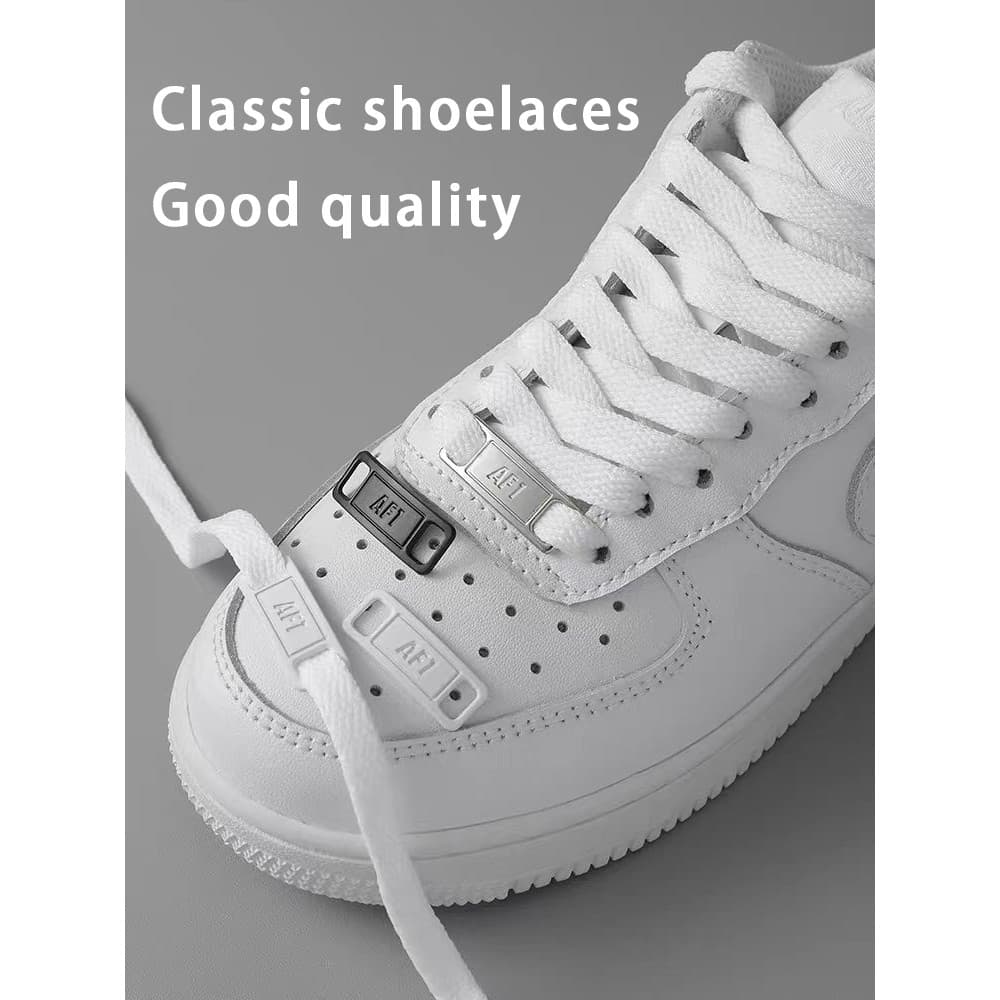 1 Par De Cadarços De Fivela De Metal Clássicos Preto Branco Sapato Plano E Decoração Terno Tênis Cadarço Acessórios De S