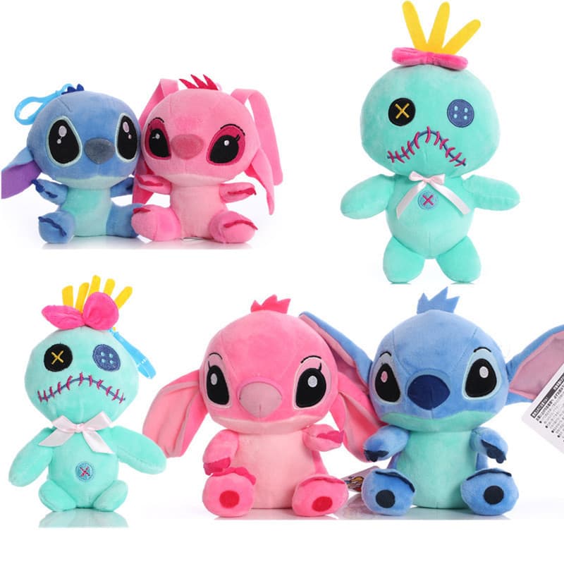 Chaveiro Stitch Pingente Anjo Fofo Brinquedo de Pelúcia-Presente Natal,Aniversário,Ano Novo