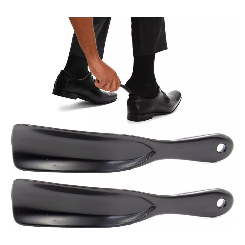 Kit 2 Calçadeiras Para Sapatos E Tênis Em Geral Cor Preto