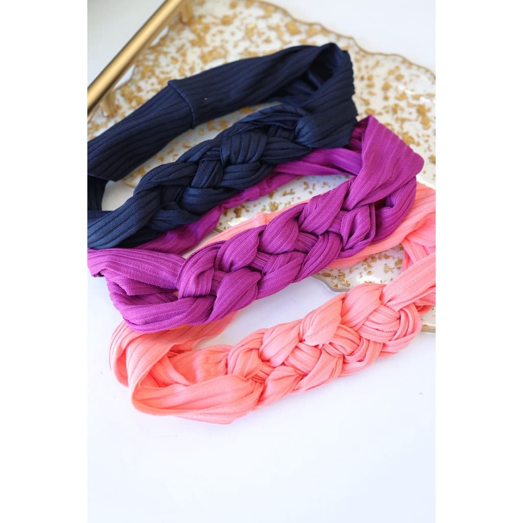 kit De 3 faixas / Tiaras  Esportivas Femininas Elásticas de tecido Trançada