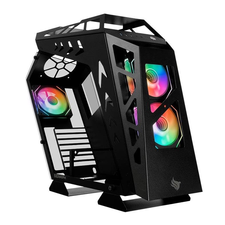 Gabinete Gamer Pichau Seraph, RGB, Mid-Tower, Lateral de Vidro, Com 3 Fans, Preto, PG-SER-BK3F
