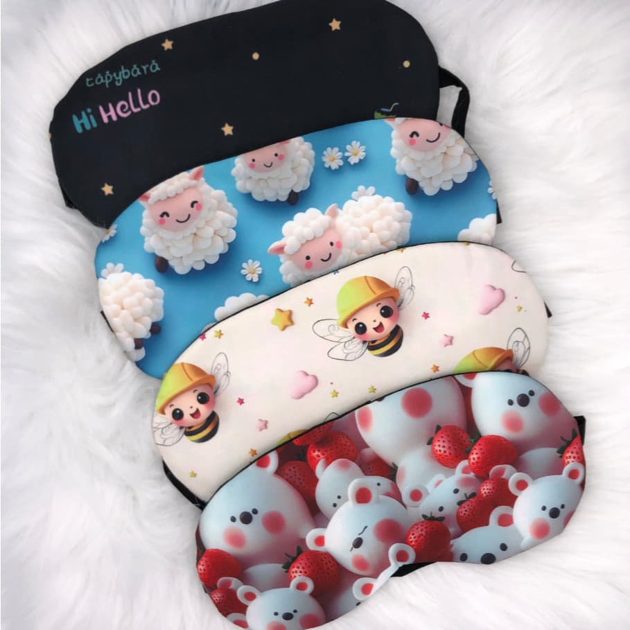 Máscara para olho com gel térmico para dormir e descanso estampas fofa