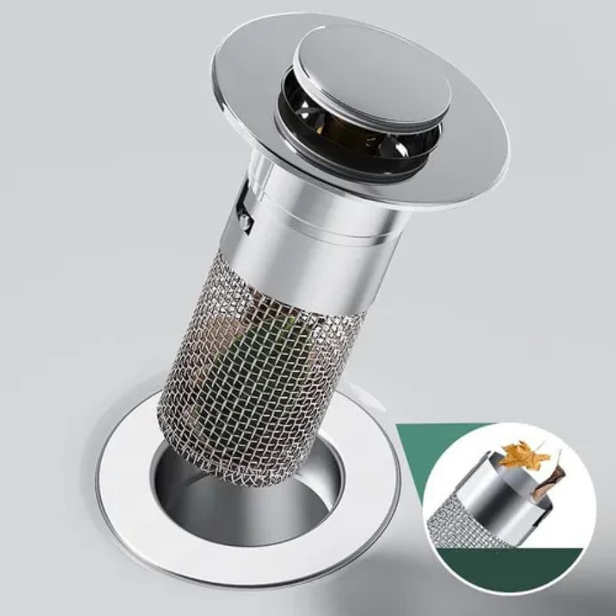 Ralo com Filtros De Drenagem Para Pia De Banheiro Modelo Pop - Up