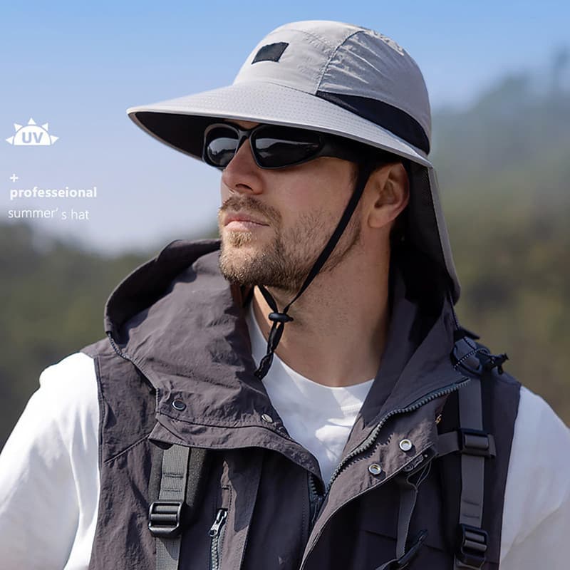 Chapéu De Sol Summer Beach Sunshade Big Brim UPF 50 + Chapéus De Proteção Solar Com Aba Para O Pescoço Pesca Exterior Ajustável Homens Mulheres