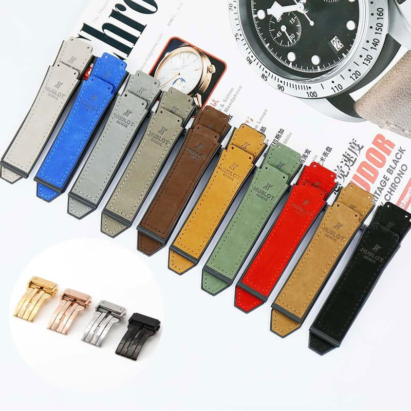 Pulseira De Relógio De Couro De Camurça Genuína De 19 * 25 Mm Para HUBL0T BIG BANG Silicone Fosca Camada Superior Vaca B