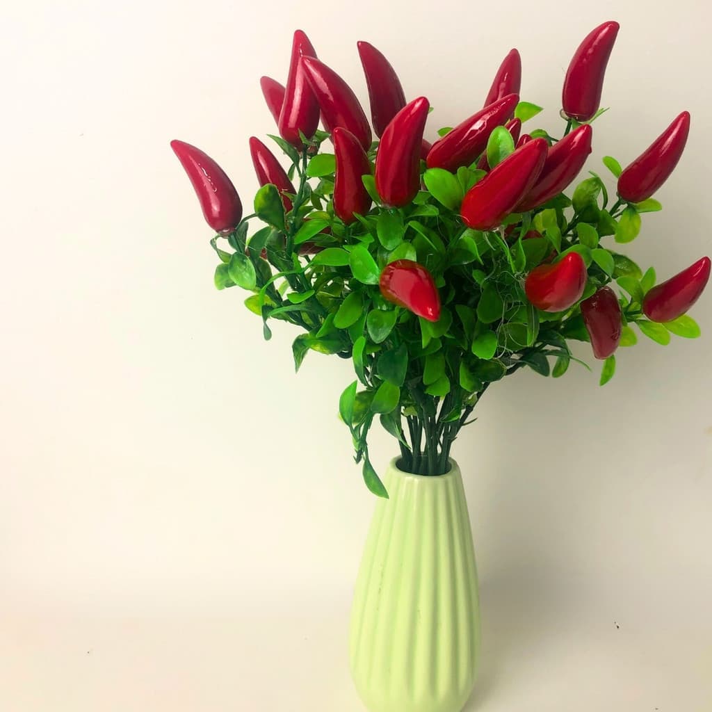 Kit 2 Buquês de Pimenta Com Folhagem Artificial Decoração