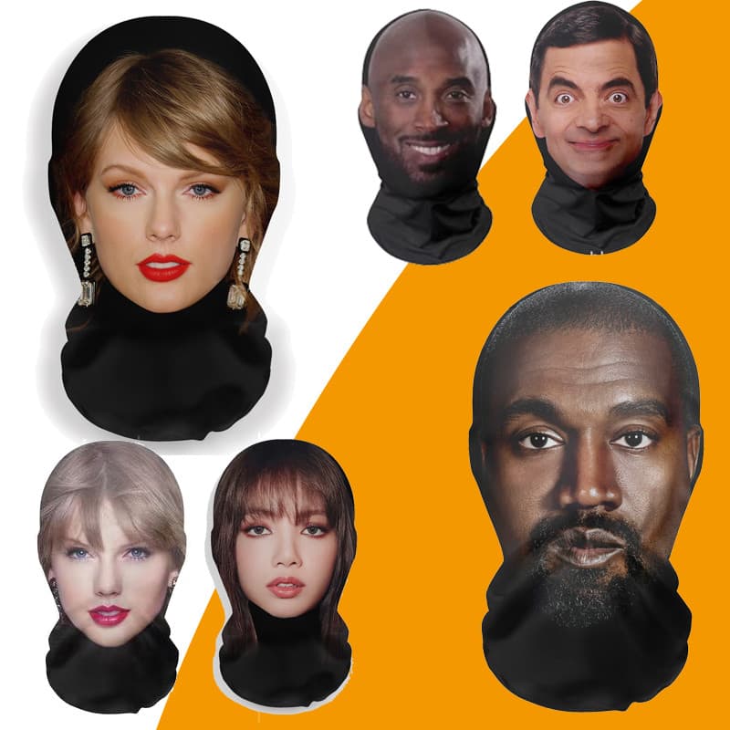 Moda Hip-hop Superstar Kanye Taylor Swift Máscara Rosto Cheio Malha Elástica Visiível Para Homens Mulheres Halloween Cosplay Headwear Lenda De Futebol CR7 Messi Balaclava