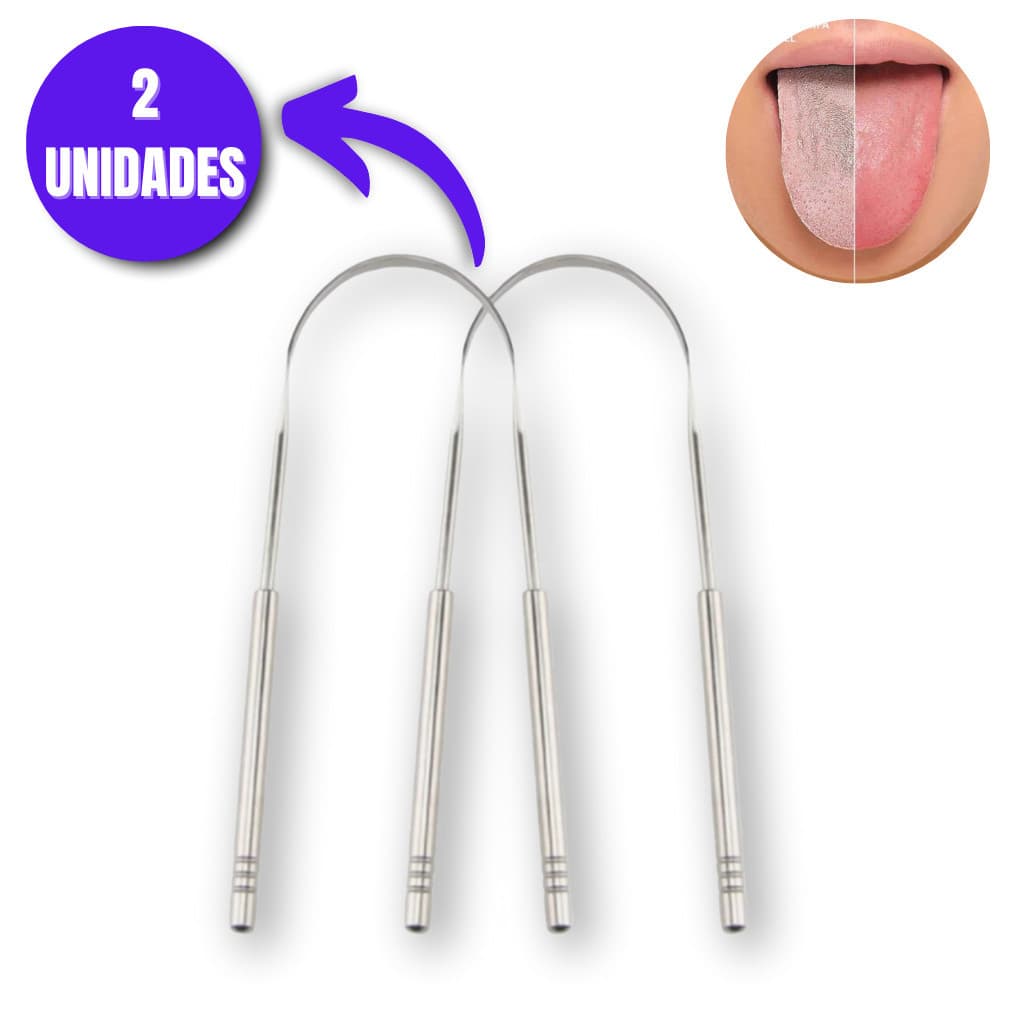 Kit 1/2/3 Limpador de Lingua Removedor Aço Inox mal hálito Loong