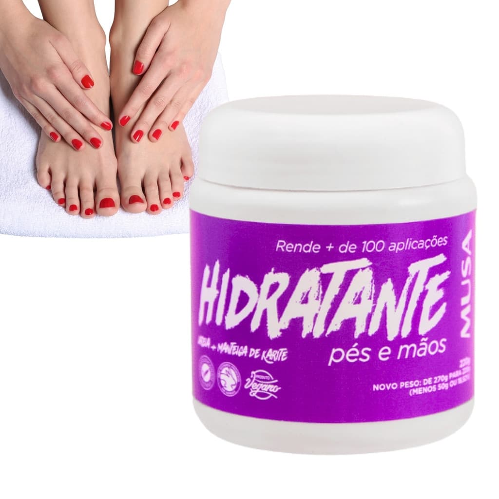 Creme Hidratante Pés e Mãos 220g com Ureia e Manteiga de Karité MUSA